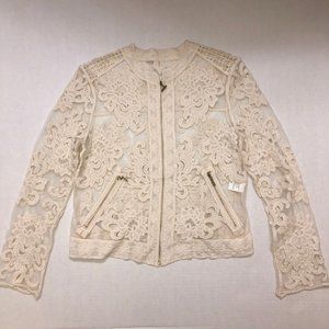 Gorgeous Vintage Boutique Zip Up Lace Jacket